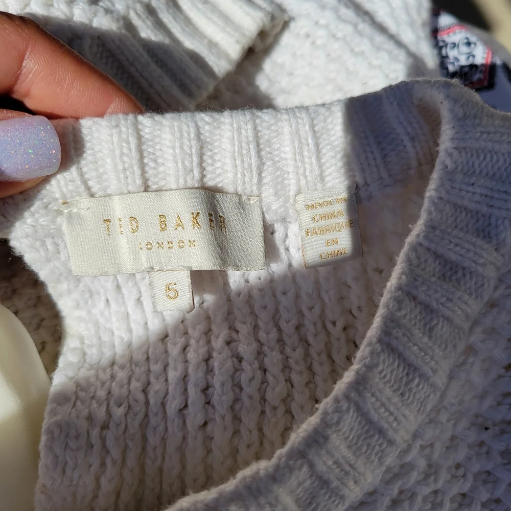 Ted Baker White Drop Shoulder Knit Sweater Size‎ 5